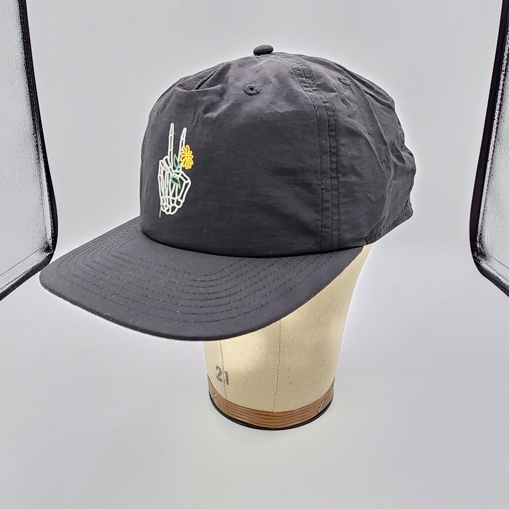 NEFF Pushing Up Daisies Hat Daily Flat Billed Strapback Black Nylon Cap NEW - Picture 5 of 16